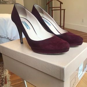 Prada - Wine color suede round heels - 38.5